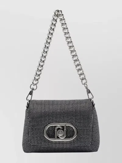 Liu •jo Small Logo Bag With Removable Chain Strap In Black
