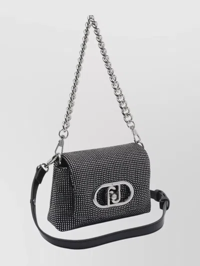 Liu •jo Small Logo Bag With Removable Chain Strap In Black