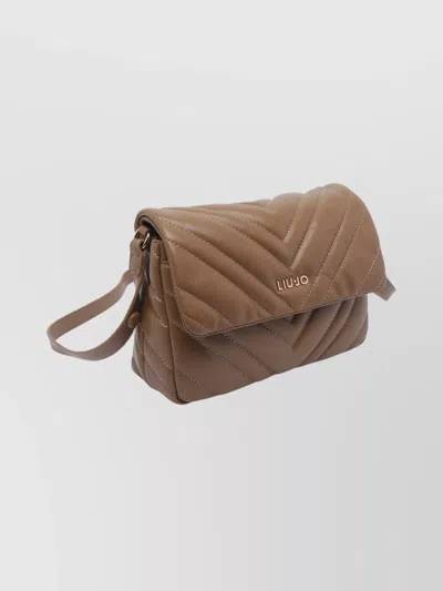 Liu •jo Medium Grigio Handbag With Quilted Chevron Design In Brown