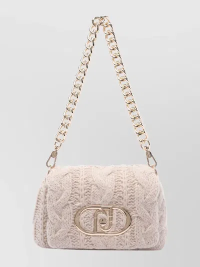 Liu •jo Crossbody Bag With Chain And Knit Texture In White
