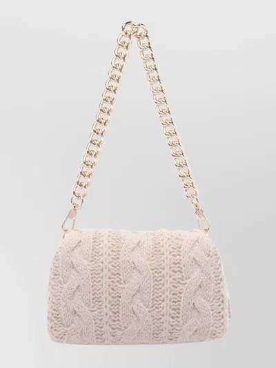 Liu •jo Crossbody Bag With Chain And Knit Texture In White