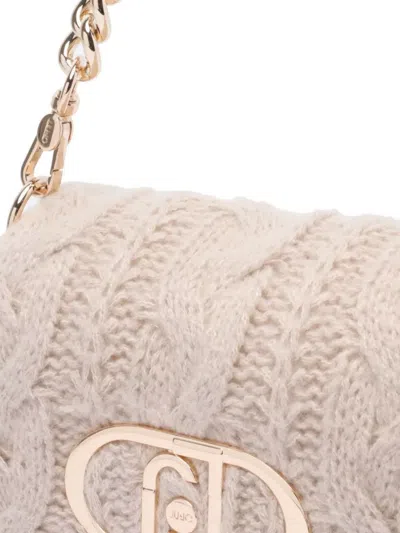 Liu •jo Crossbody Bag With Chain And Knit Texture In White