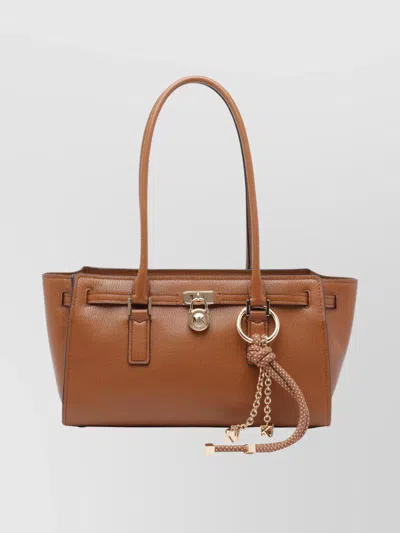 Michael Michael Kors Structured Leather Shoulder Bag With Gold Hardware In Brown