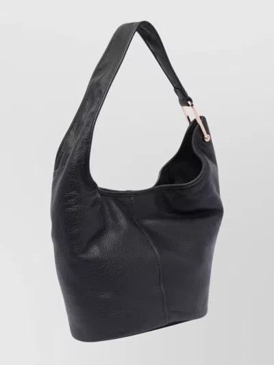 Michael Michael Kors Textured Leather Shoulder Bag With Gold-tone Hardware In Black