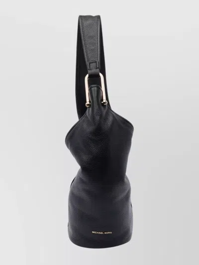 Michael Michael Kors Textured Leather Shoulder Bag With Gold-tone Hardware In Black