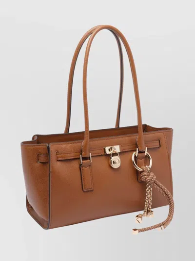 Michael Michael Kors Structured Leather Shoulder Bag With Gold Hardware In Brown