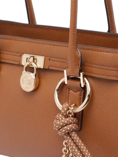 Michael Michael Kors Structured Leather Shoulder Bag With Gold Hardware In Brown