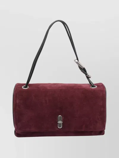 Marc Jacobs Rectangular Suede Shoulder Bag With Adjustable Strap In Red