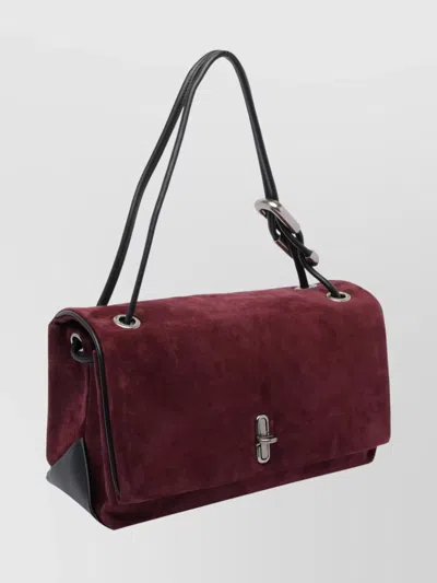 Marc Jacobs Rectangular Suede Shoulder Bag With Adjustable Strap In Red