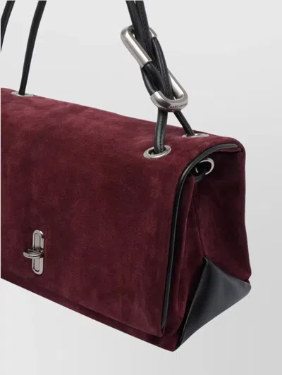 Marc Jacobs Rectangular Suede Shoulder Bag With Adjustable Strap In Red