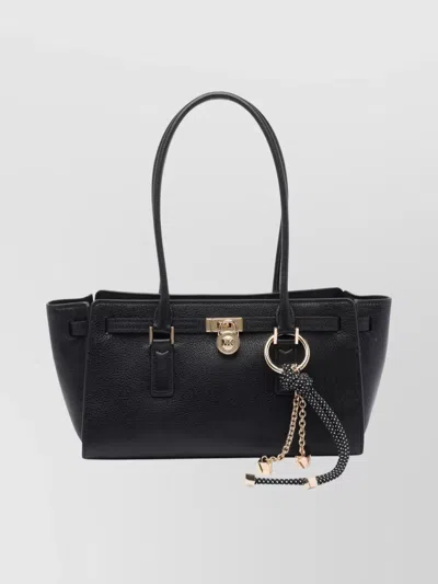 Michael Michael Kors Structured Leather Shoulder Bag Charm In Black