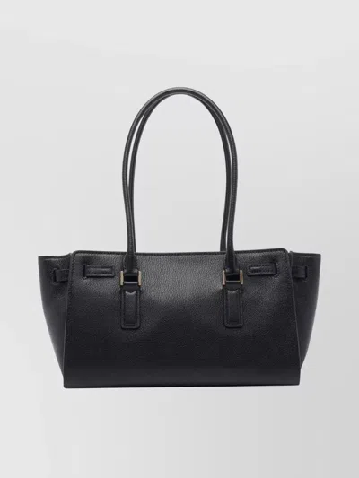 Michael Michael Kors Structured Leather Shoulder Bag Charm In Black