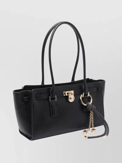 Michael Michael Kors Structured Leather Shoulder Bag Charm In Black