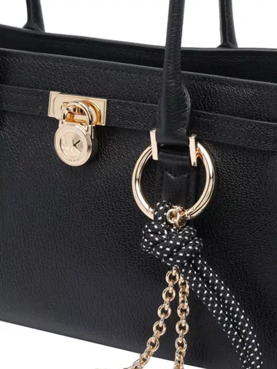 Michael Michael Kors Structured Leather Shoulder Bag Charm In Black