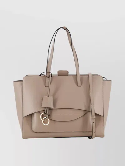 Hidesins Soft Calfskin Leather Shoulder Bag With Top Handles In Neutral