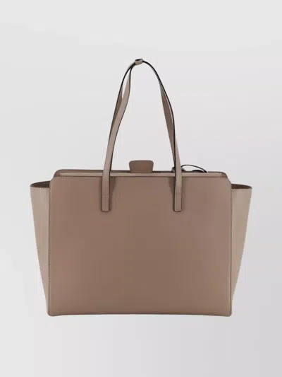 Hidesins Soft Calfskin Leather Shoulder Bag With Top Handles In Neutral