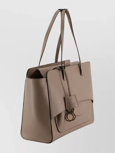 Hidesins Soft Calfskin Leather Shoulder Bag With Top Handles In Neutral