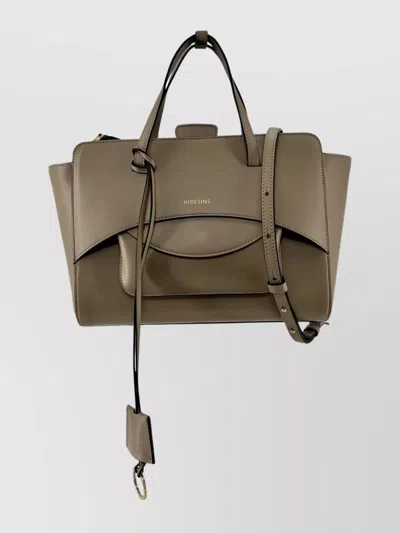 Hidesins Soft Calfskin Leather Shoulder Bag In Gray