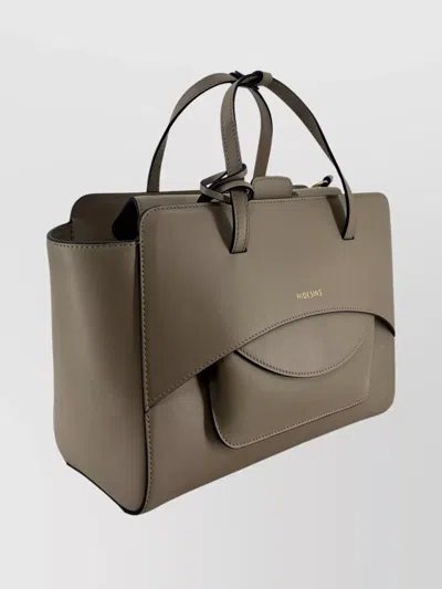 Hidesins Soft Calfskin Leather Shoulder Bag In Gray