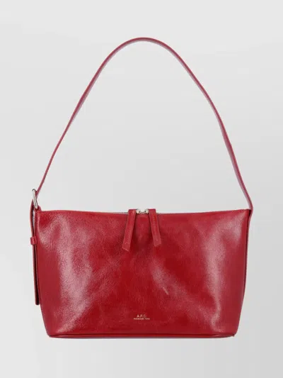 Apc A.p.c. Zippered Shoulder Bag With Top Handle In Red
