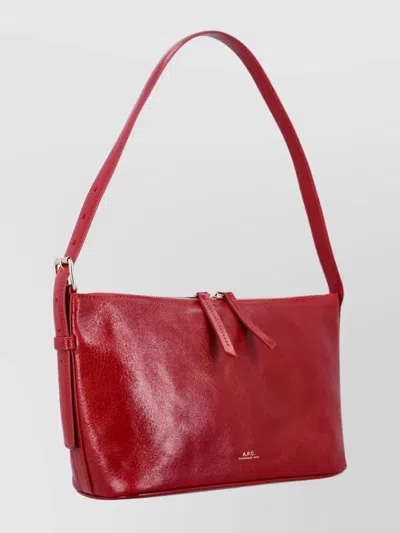 Apc A.p.c. Zippered Shoulder Bag With Top Handle In Red