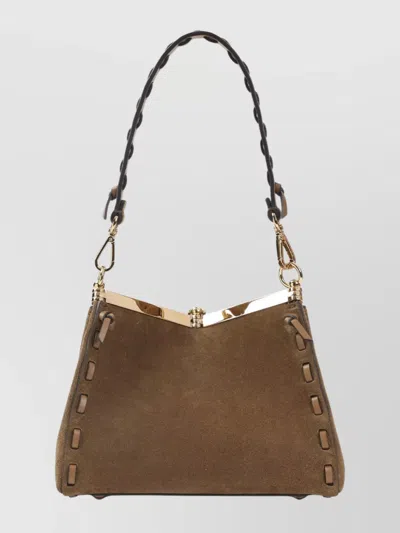 Etro Suede Shoulder Bag Gold Tone Hardware