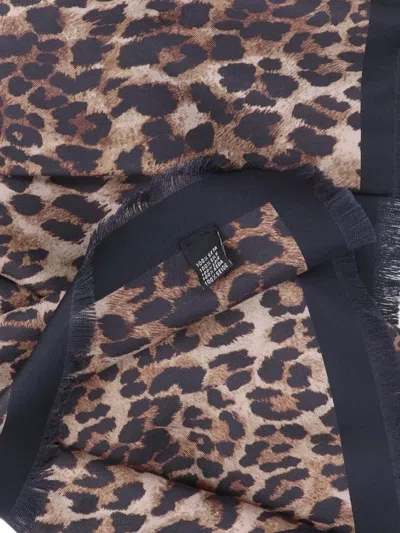Nili Lotan Rectangular Leopard Print Scarf With Frayed Edges In Animal Print
