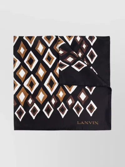 Lanvin Geometric Patterned Soft Texture Scarf In Black