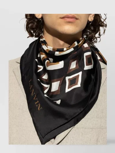 Lanvin Geometric Patterned Soft Texture Scarf In Black