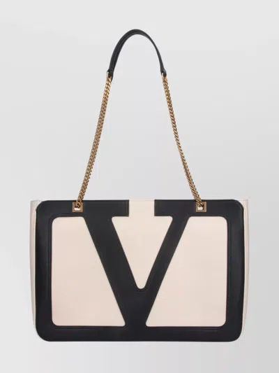 Valentino Chain Strap Shopper Featuring External Pocket In Brown