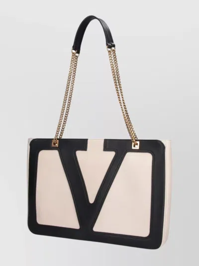 Valentino Chain Strap Shopper Featuring External Pocket In Brown
