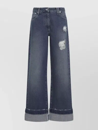 Simone Rocha Distressed Straight Leg Jeans Women In Blue