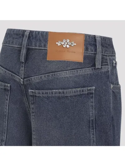 Simone Rocha Distressed Straight Leg Jeans Women In Blue