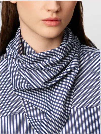 Ami Alexandre Mattiussi Ami Paris Blue Striped Poplin Shirt With Scarf Women In Blue