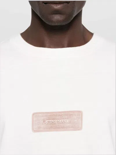 Stone Island Raw Beauty Recycled Cotton Archive Print T-shirt In White