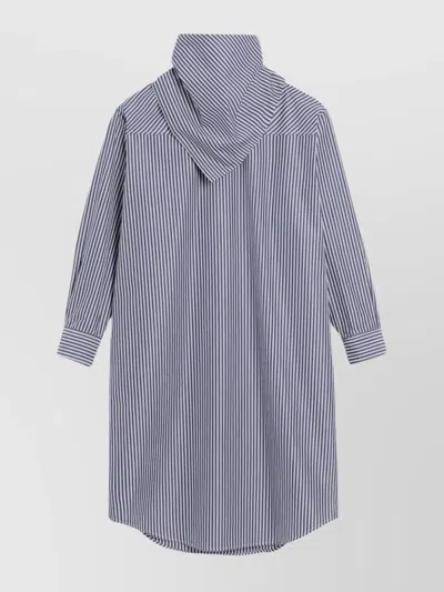 Ami Alexandre Mattiussi Ami Paris Blue Striped Poplin Shirt With Scarf Women In Blue