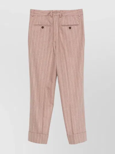 Incotex Tailored Trousers With Cuffed Hem And Pockets In Pink