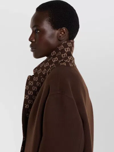 Gucci Brown Reversible Double-breasted Coat With Notched Revers And Belt In Wool Woman