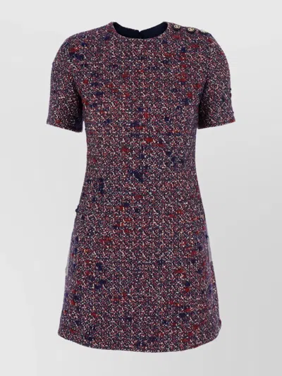 Gucci Textured Wool Dress Featuring Signature Buttons In Multi