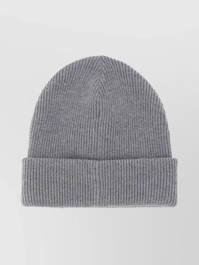 Gucci Ribbed Wool Hat Featuring Web Design In Gray