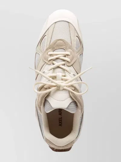 Axel Arigato Slow Runner White And Beige Sneaker With Mesh Inserts And Grooved Sole In Leather And Fabric Man In Multi