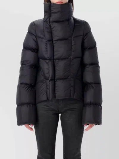 Rick Owens Puffer Jacket With High Collar And Long Sleeves In Black