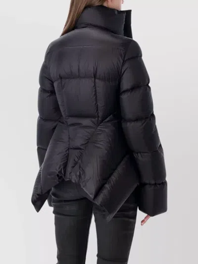 Rick Owens Puffer Jacket With High Collar And Long Sleeves In Black