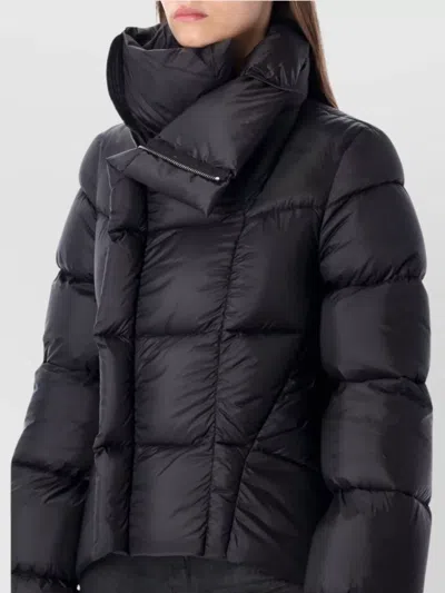 Rick Owens Puffer Jacket With High Collar And Long Sleeves In Black