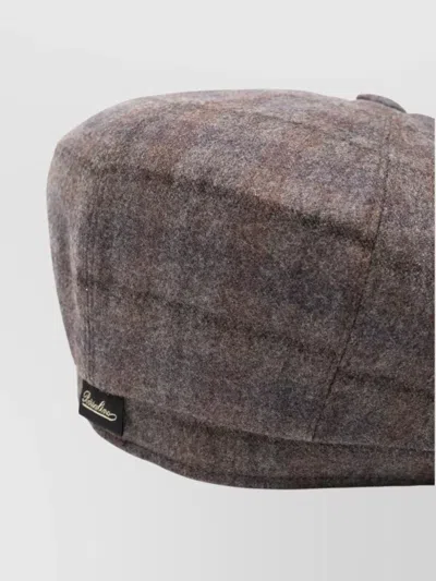 Borsalino Wool Cap With Button Top And Stitching In Brown