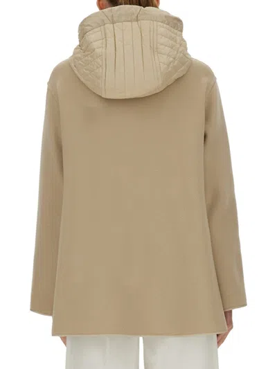 Fay Two-material Wool And Cashmere Caban Coat In Brown