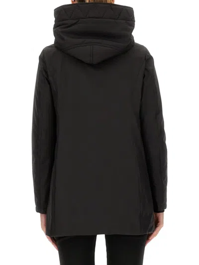 Fay Toggle Coat In Black Wool Blend Fabric In Black