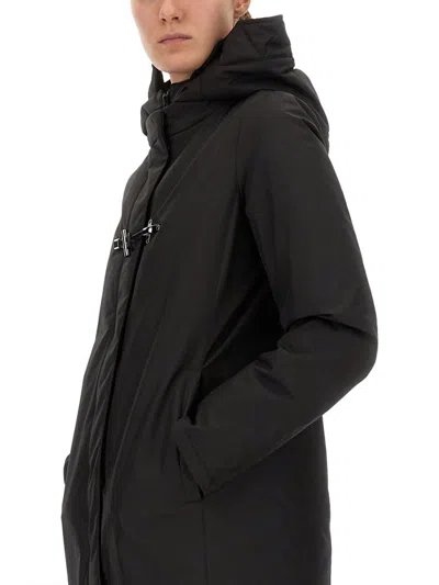 Fay Toggle Coat In Black Wool Blend Fabric In Black