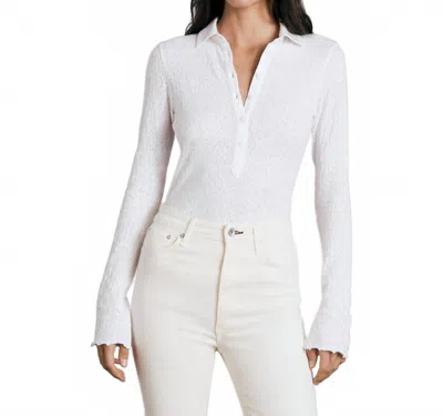 Rag & Bone Gemma Floral Jacquard Polo Tee In White In White