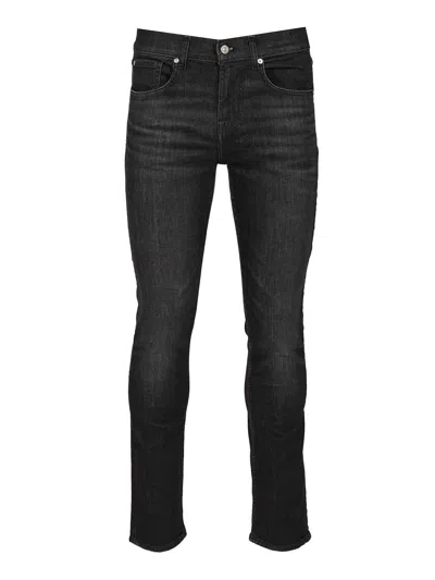7 For All Mankind Slimmy Tapered Jeans Black In Black